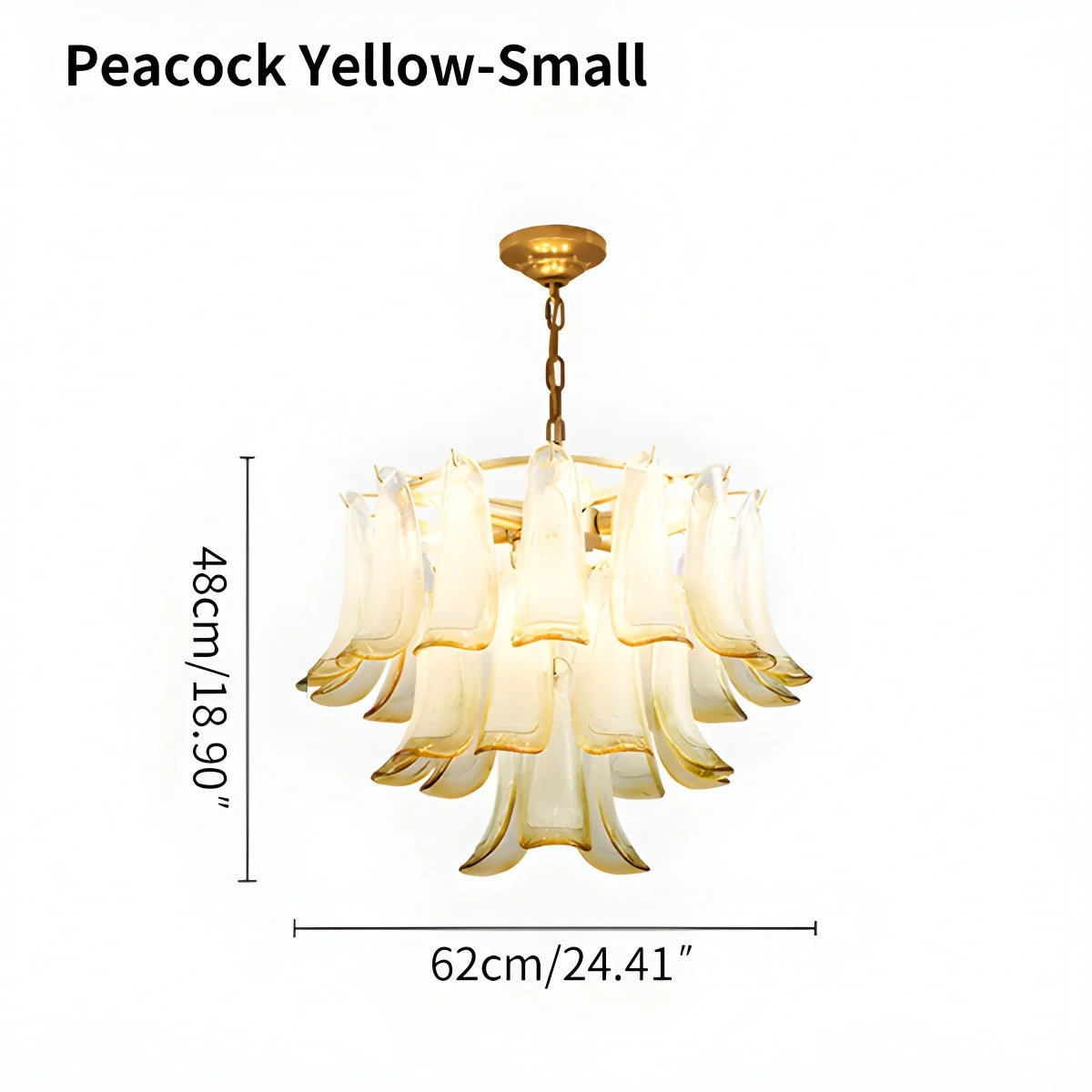 Feyran Gold Tiered Green Glass Chandelier for High Ceiling