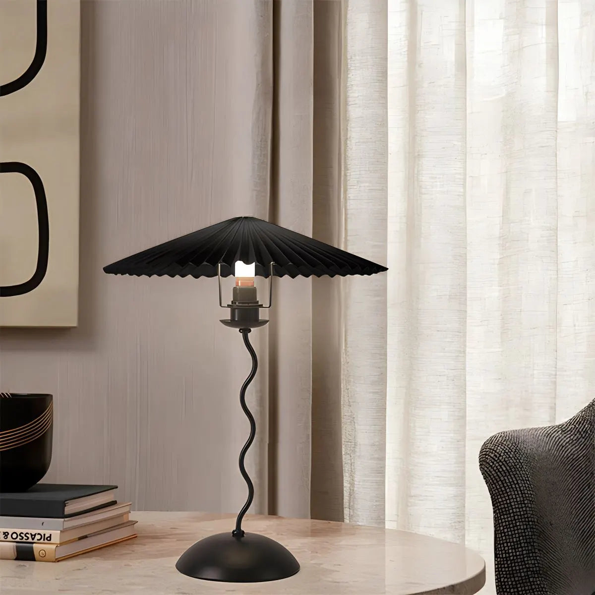 Feyran Pleated Squiggle Floor & Table Lamp