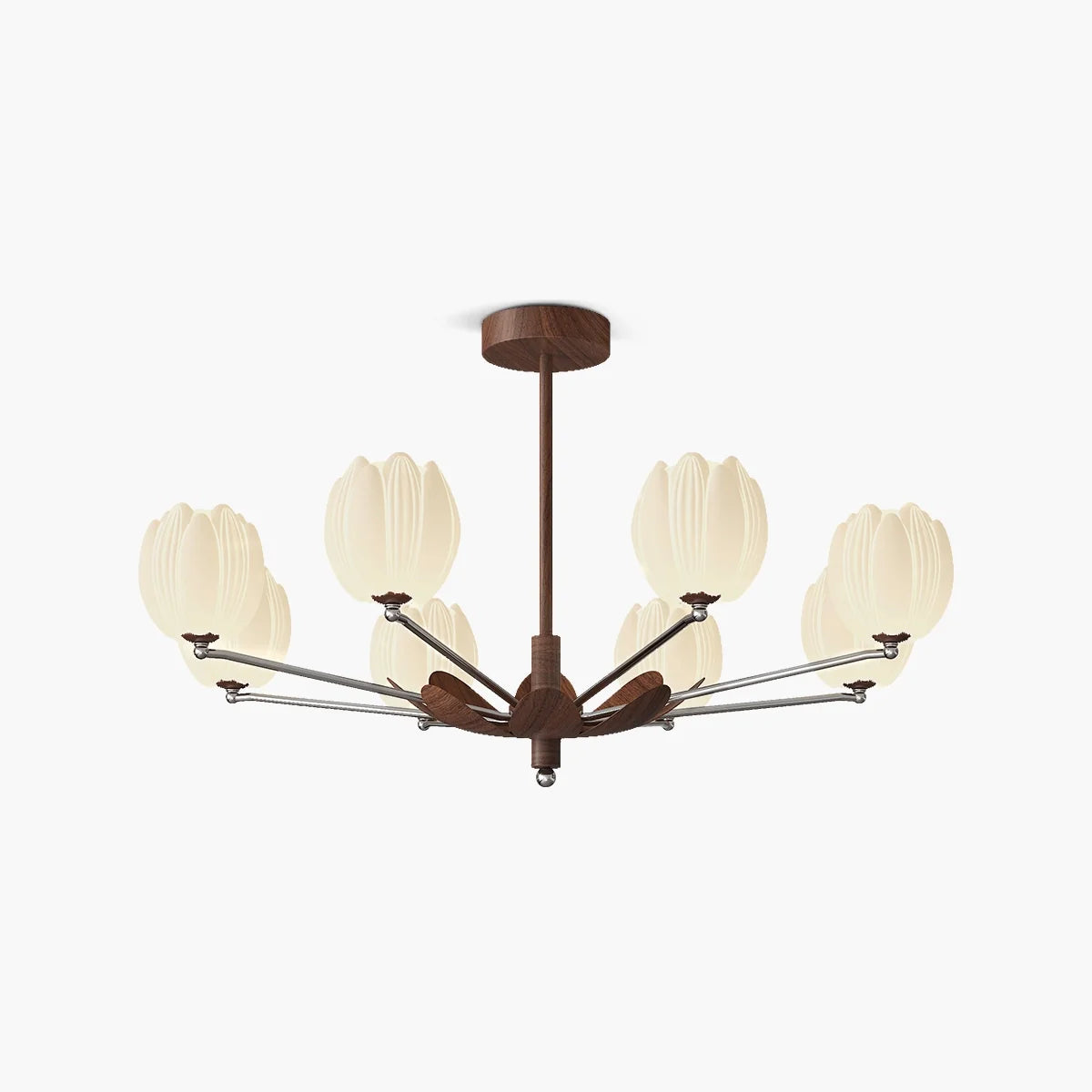 Feyran Retro Walnut Color Flower Chandelier for Living Room