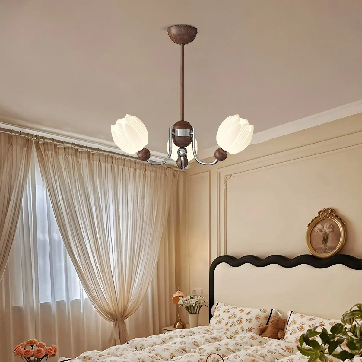 Feyran French Retro Flower Chandelier for Living Room