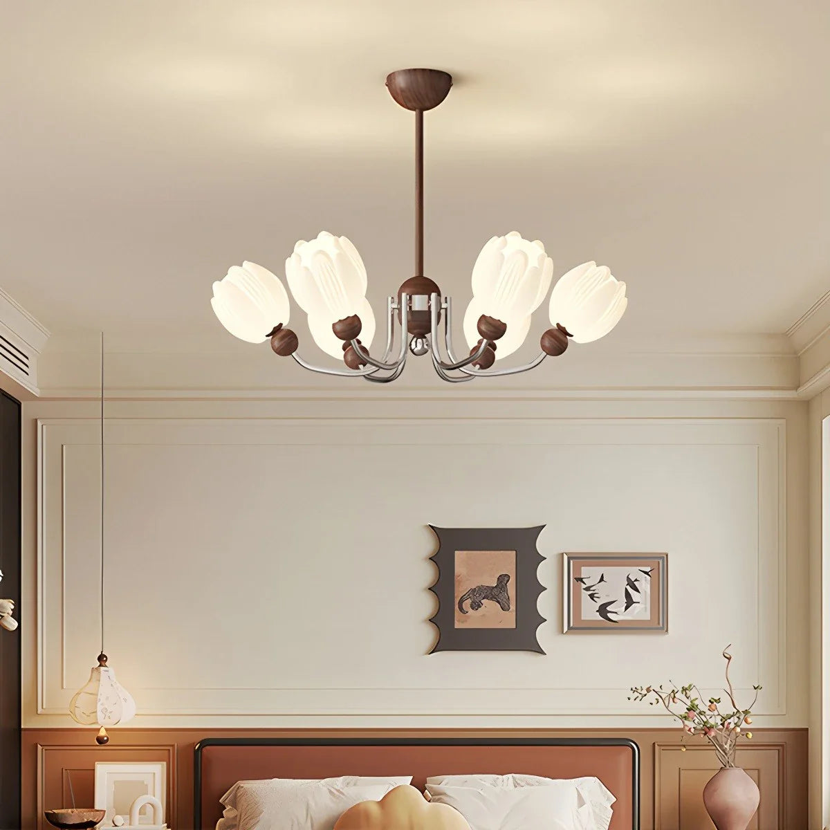 Feyran French Retro Flower Chandelier for Living Room
