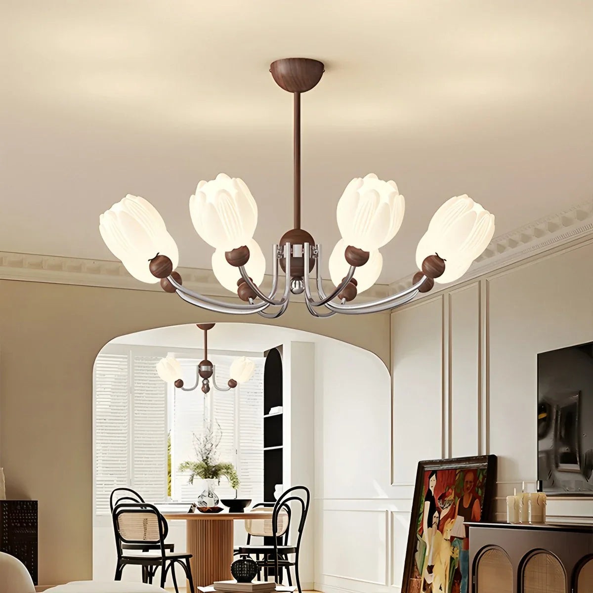 Feyran French Retro Flower Chandelier for Living Room