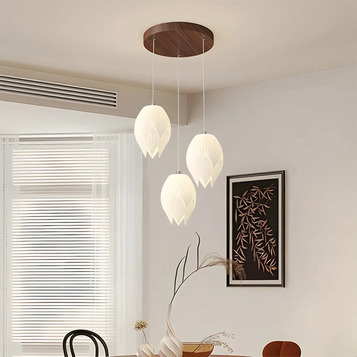 Feyran Cream Tulip Long Pendant Chandelier for Staircase