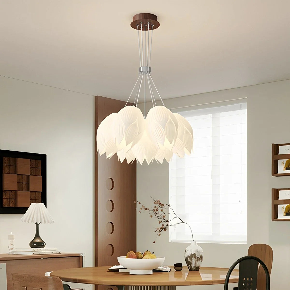 Feyran Cream Tulip Long Pendant Chandelier for Staircase