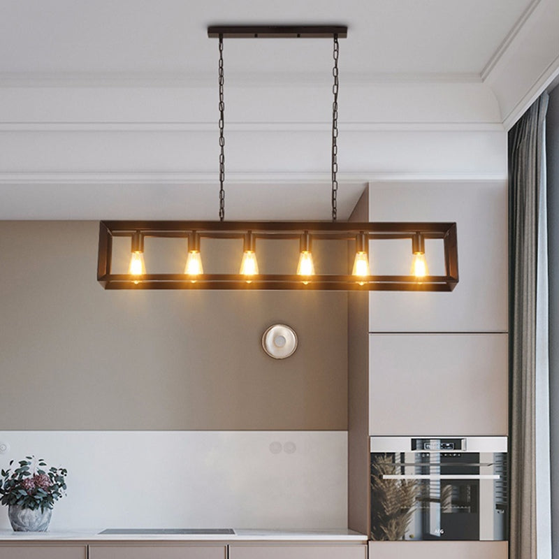 Feyran Rectangular Brass Pendant Lights for Dining Room