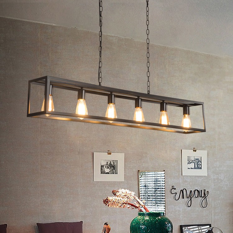 Feyran Rectangular Brass Pendant Lights for Dining Room