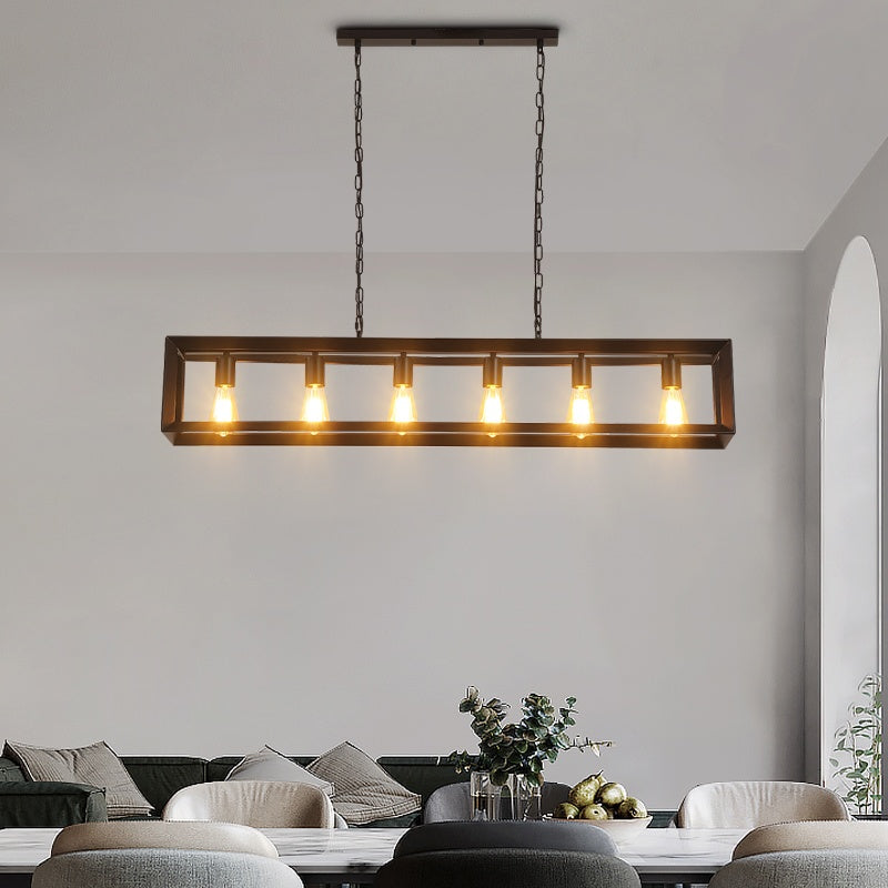 Feyran Rectangular Brass Pendant Lights for Dining Room
