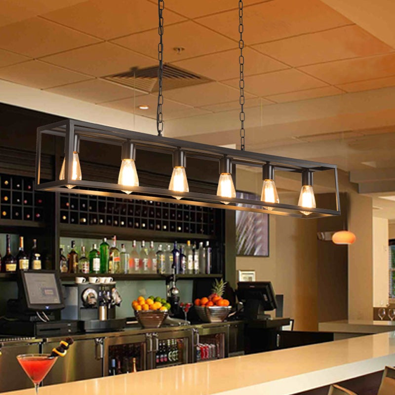 Feyran Rectangular Brass Pendant Lights for Dining Room