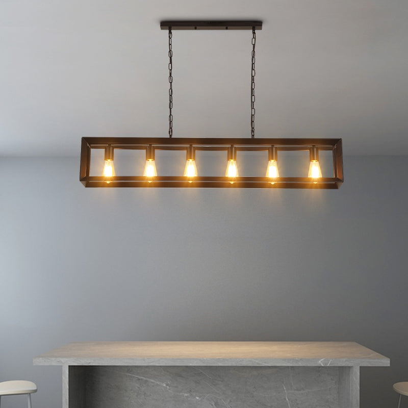 Feyran Rectangular Brass Pendant Lights for Dining Room