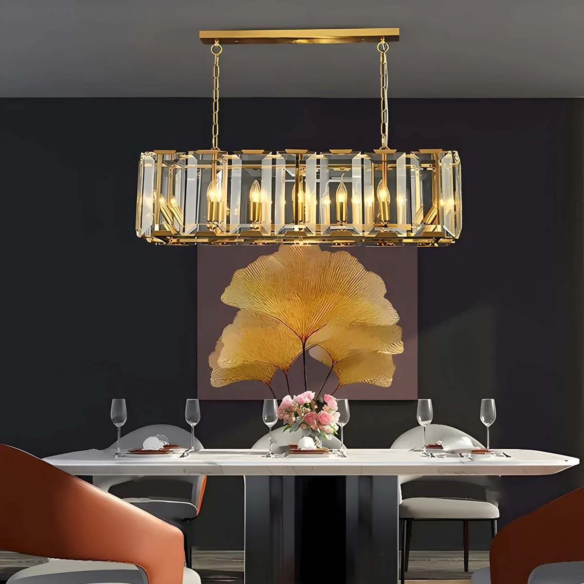 Feyran Rectangular Glass Chandelier