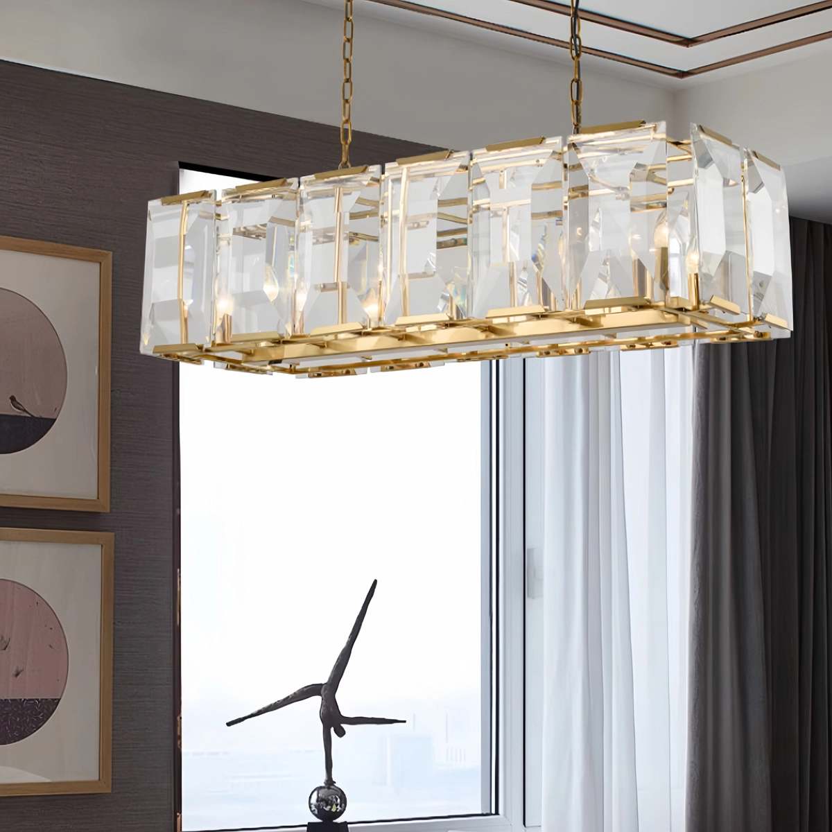 Feyran Rectangular Glass Chandelier