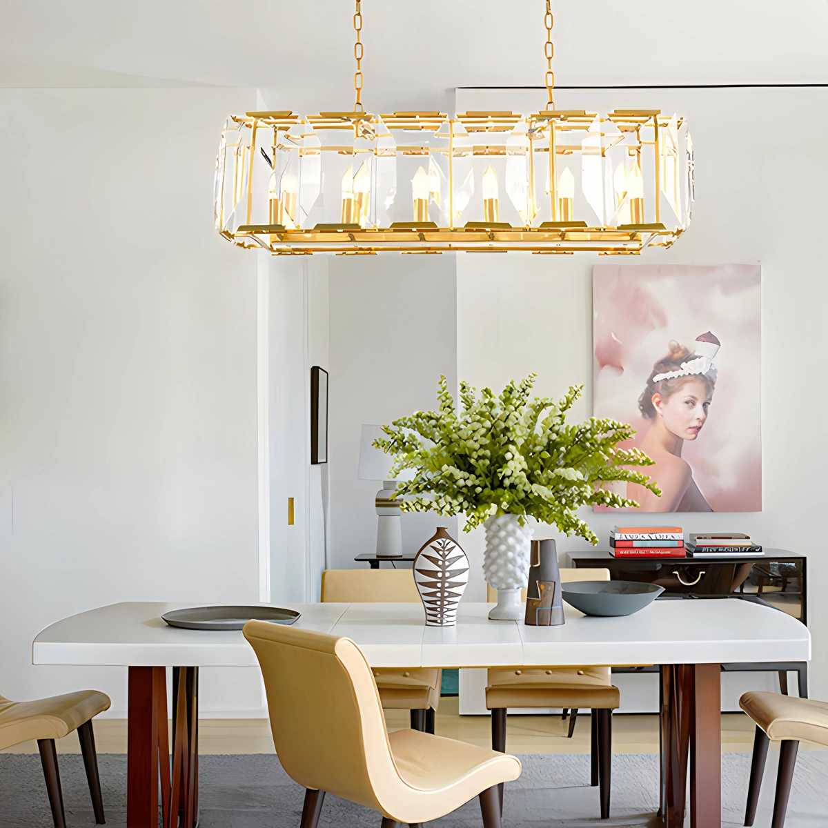 Feyran Rectangular Glass Chandelier