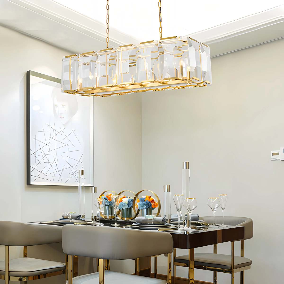 Feyran Rectangular Glass Chandelier