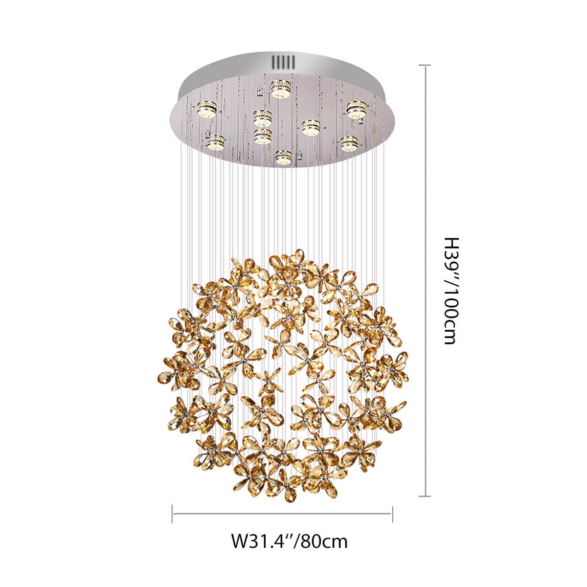 Restaurant-crystal-chandelier-circular-living-room-chandelier-dimensions-80CM | Feyran