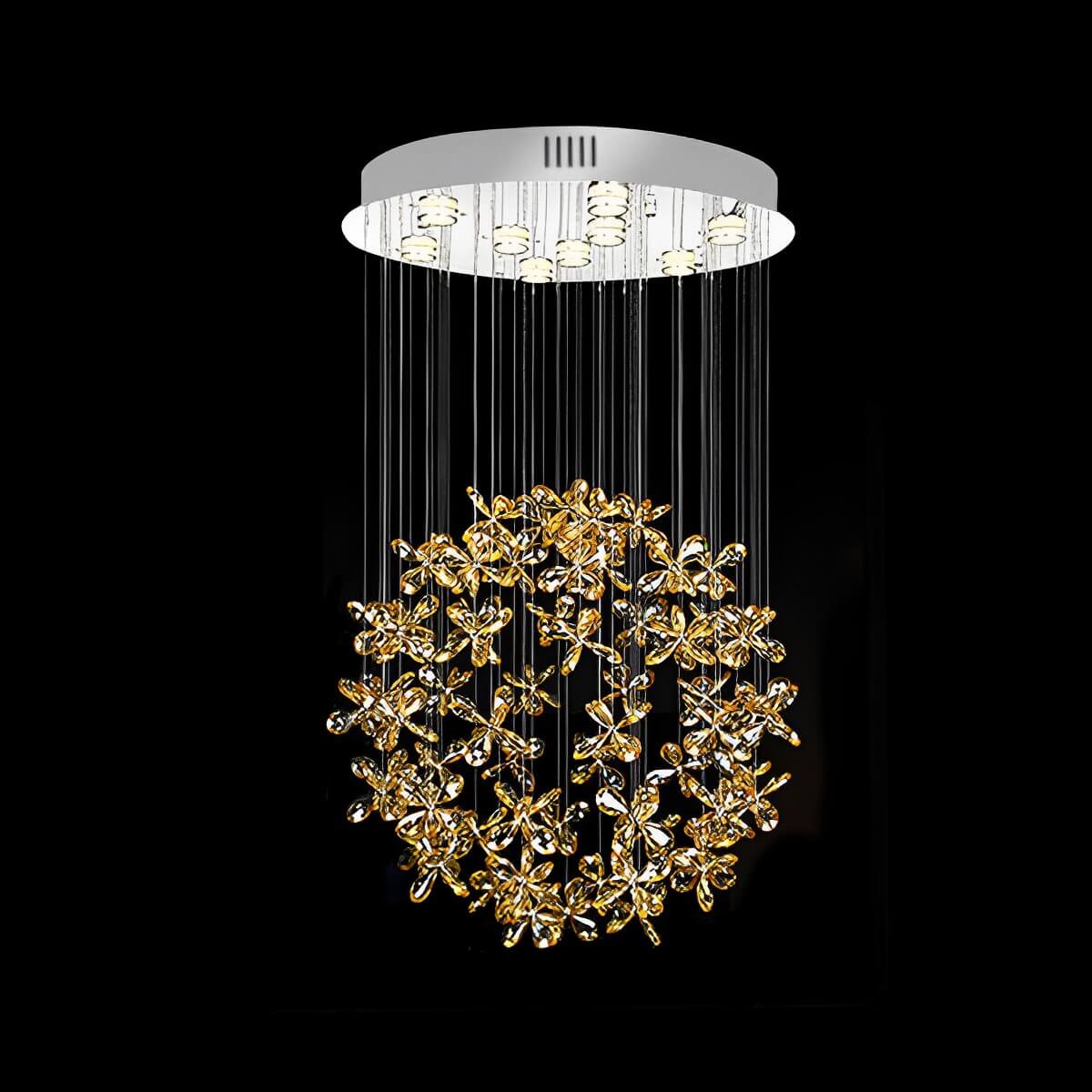 Restaurant-crystal-chandelier-circular-living-room-chandelier-front-view-black | Feyran