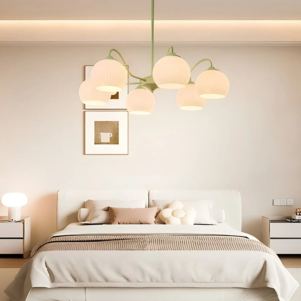 Feyran Ribbed Glass Matcha Chandelier