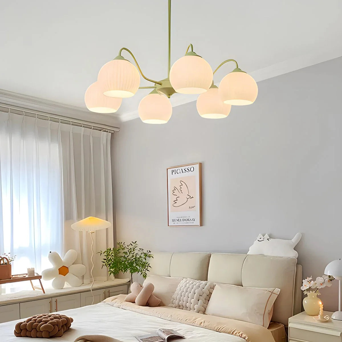 Feyran Ribbed Glass Matcha Chandelier