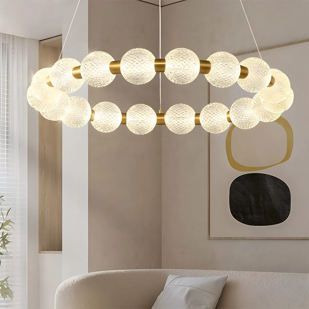 Feyran Modern Ring Pearl Chandelier for Living Room