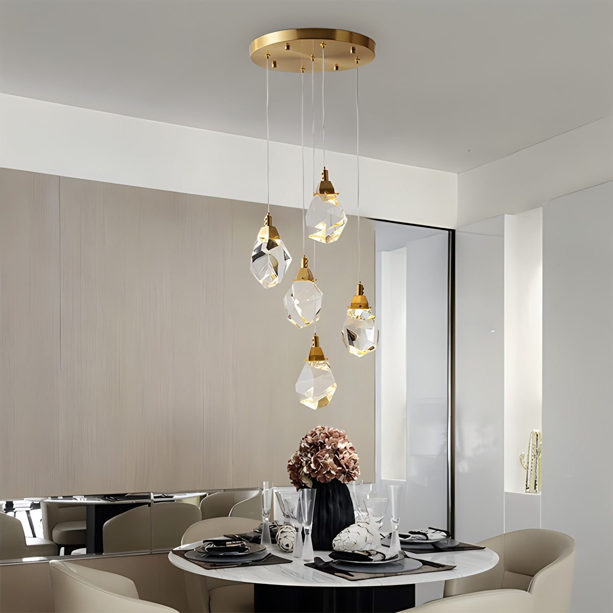 Feyran Rock Crystal Rain Chandelier for Living Room