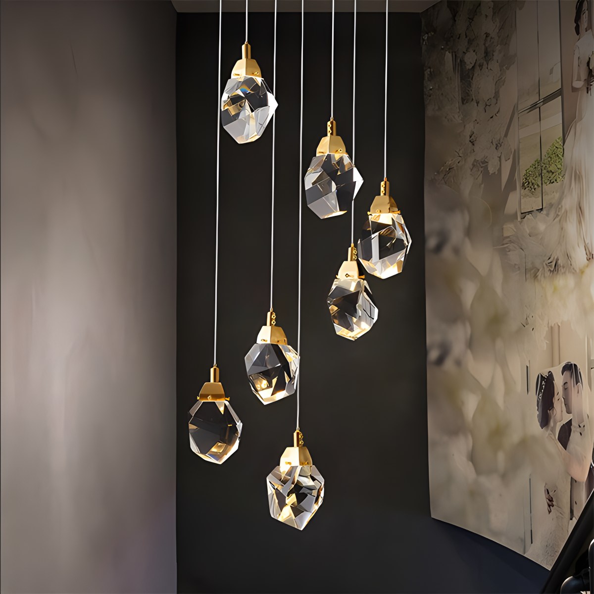 Feyran Rock Crystal Rain Chandelier for Living Room