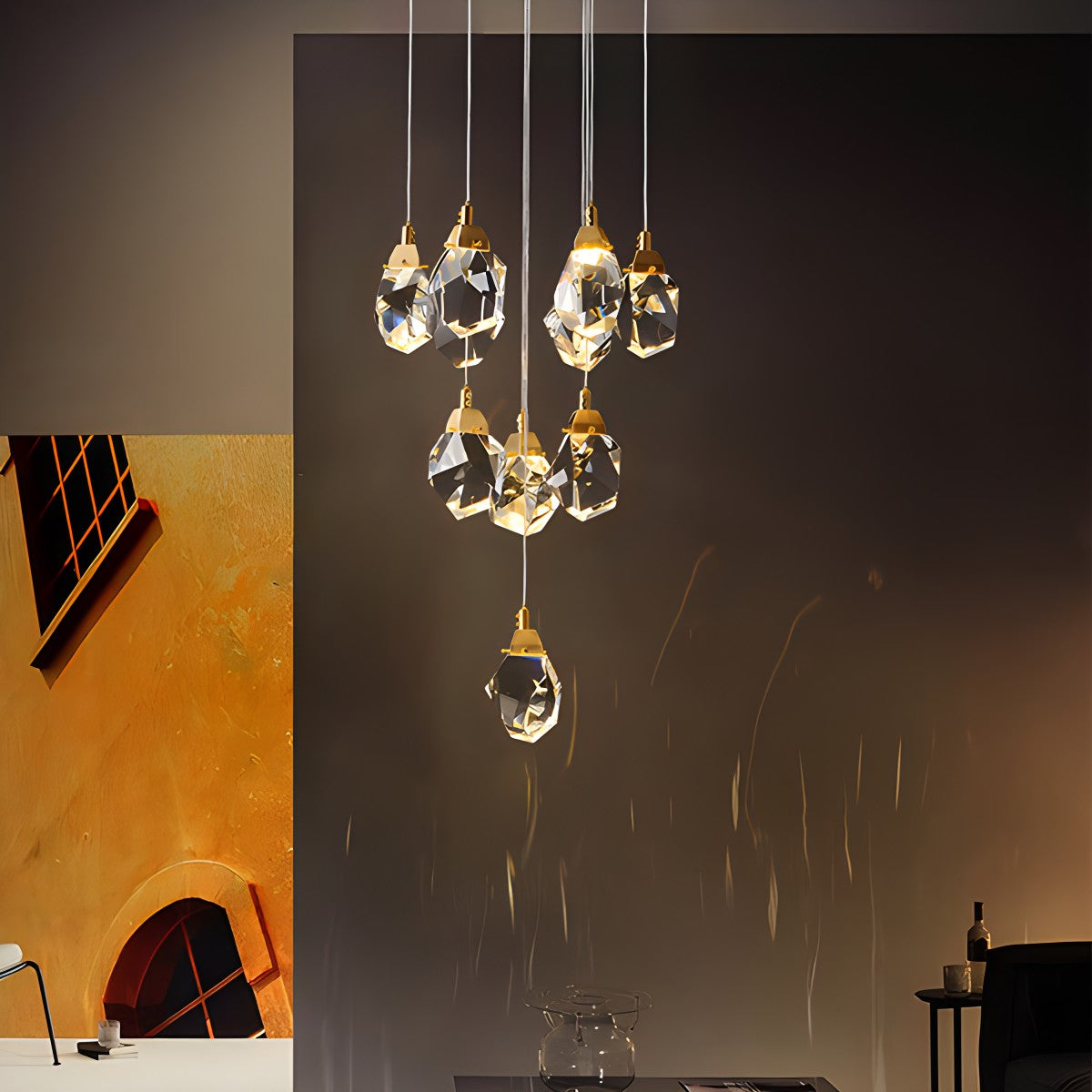 Feyran Rock Crystal Rain Chandelier for Living Room