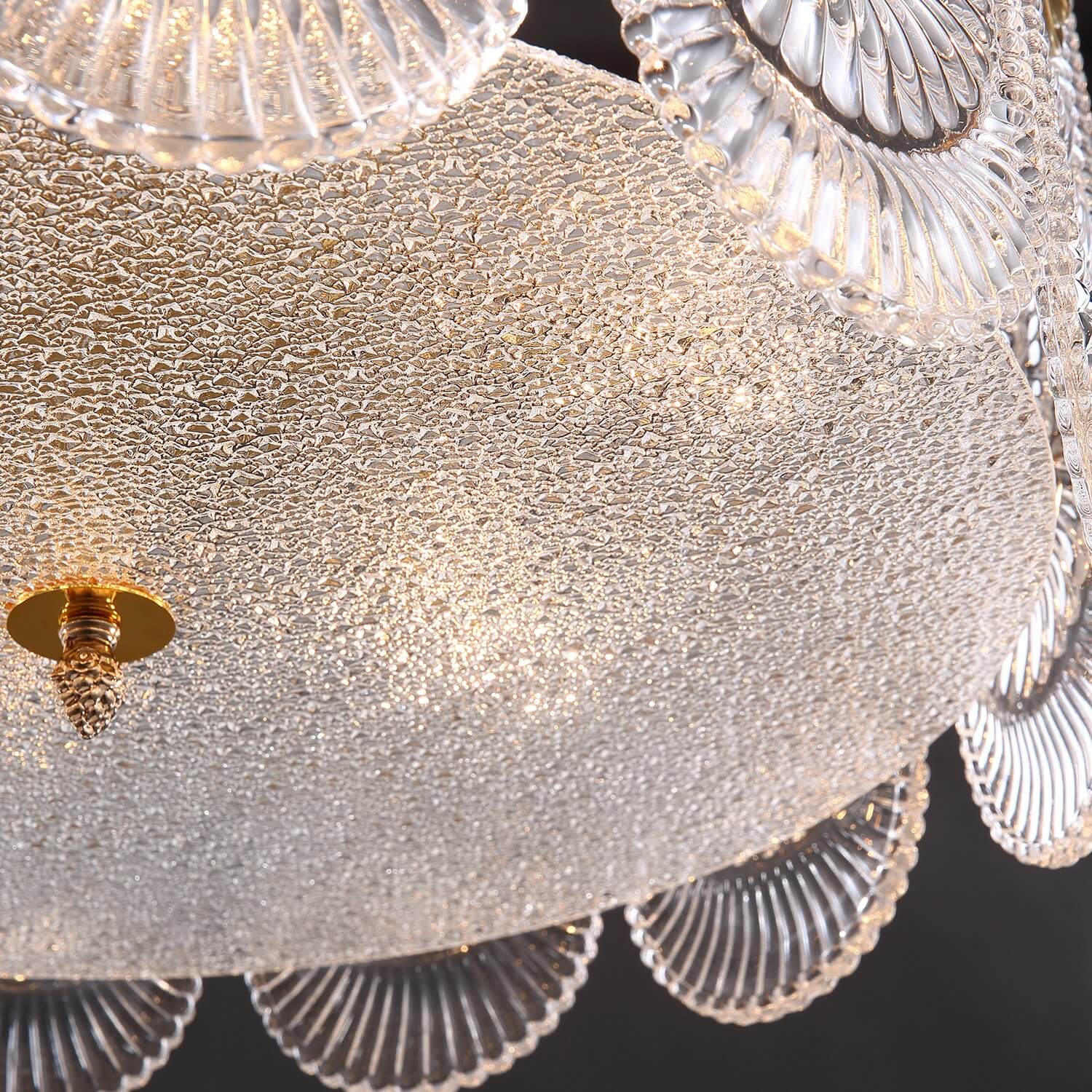 Round Shape Gold Glass Chandelier - Detail | Feyran