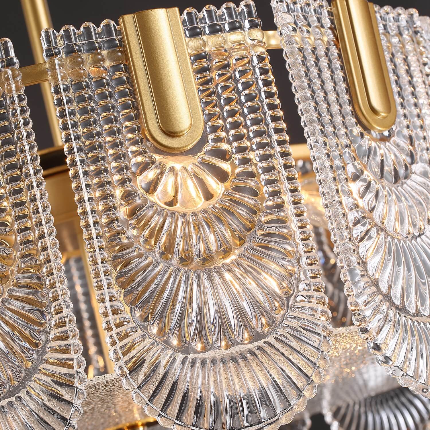 Round Shape Gold Glass Chandelier - Detail | Feyran