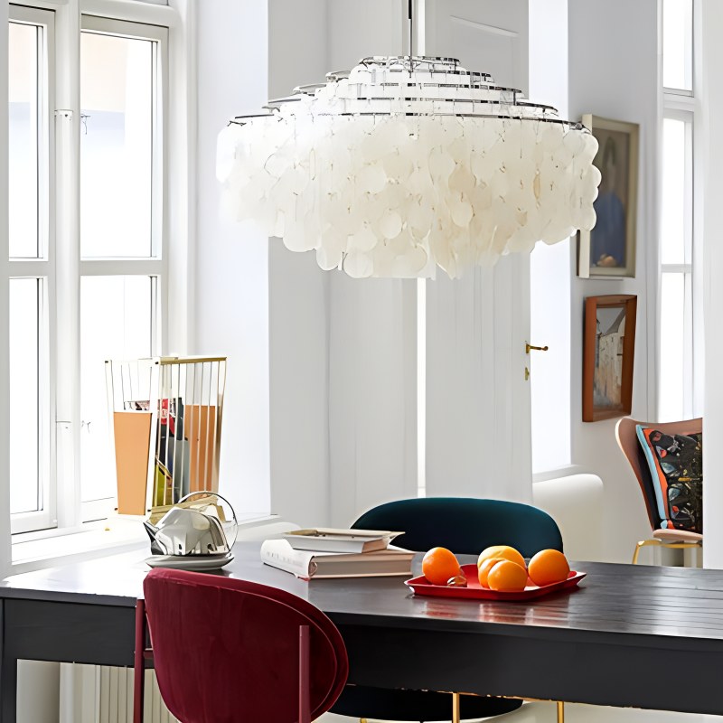 Feyran Round Shell Chandelier for Bedroom Living Room