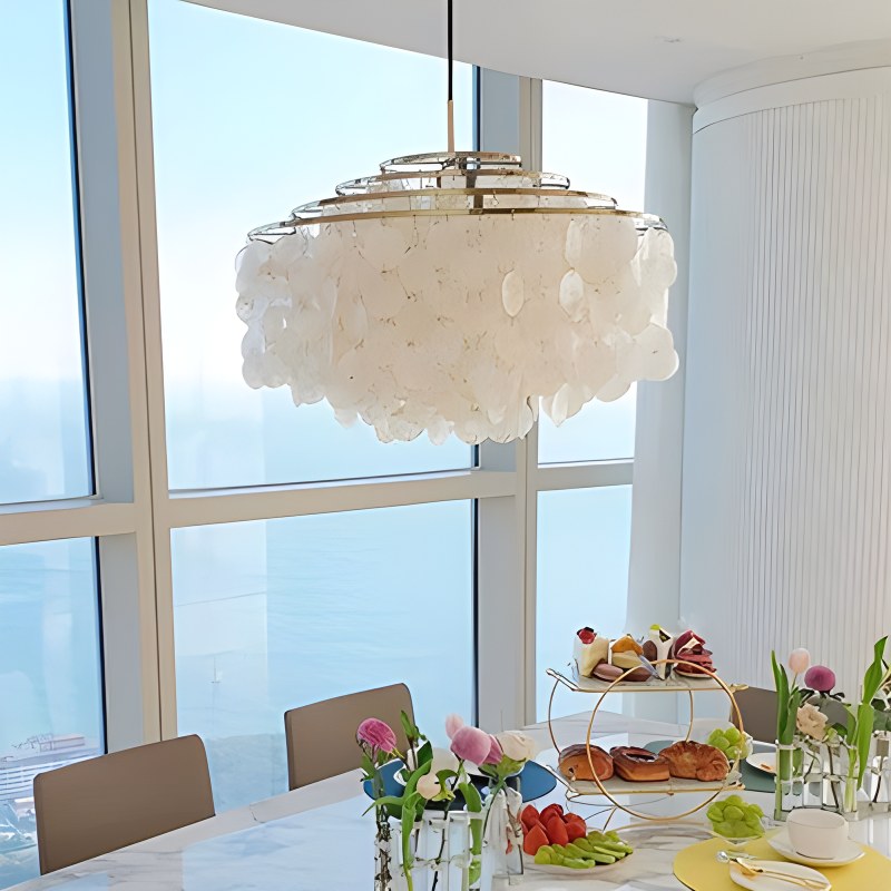 Feyran Round Shell Chandelier for Bedroom Living Room