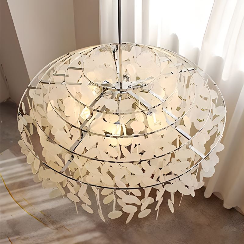Feyran Round Shell Chandelier for Bedroom Living Room