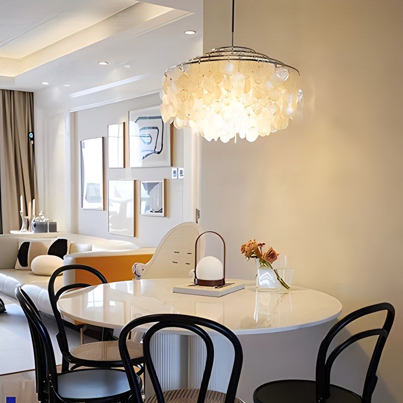 Feyran Round Shell Chandelier for Bedroom Living Room