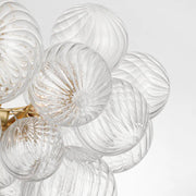 Round Swirled Clear Blown Glass Ribbed Globe - Feyran