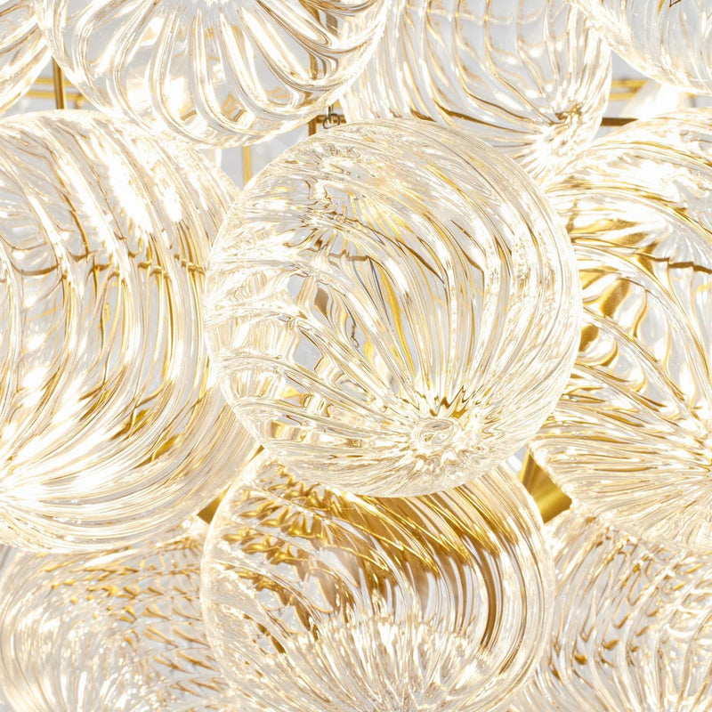 Round Swirled Clear Blown Glass Ribbed Globe - Feyran