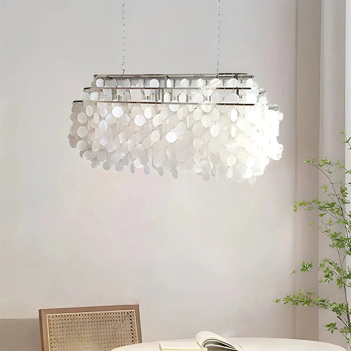 Feyran Round Shell Chandelier for Bedroom Living Room