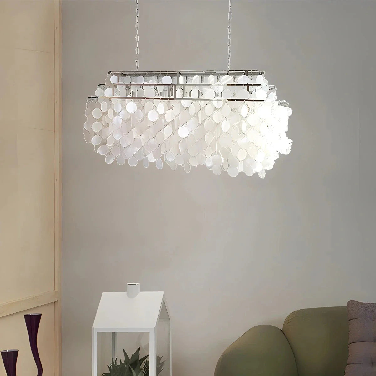 Feyran Round Shell Chandelier for Bedroom Living Room