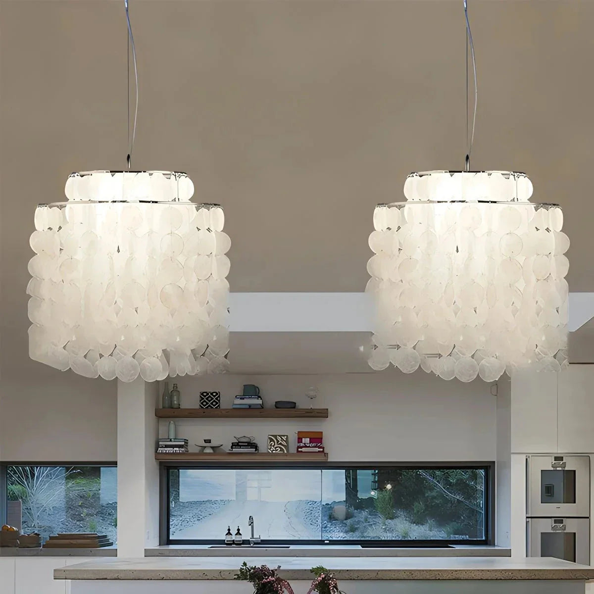 Feyran Round Shell Chandelier for Bedroom Living Room