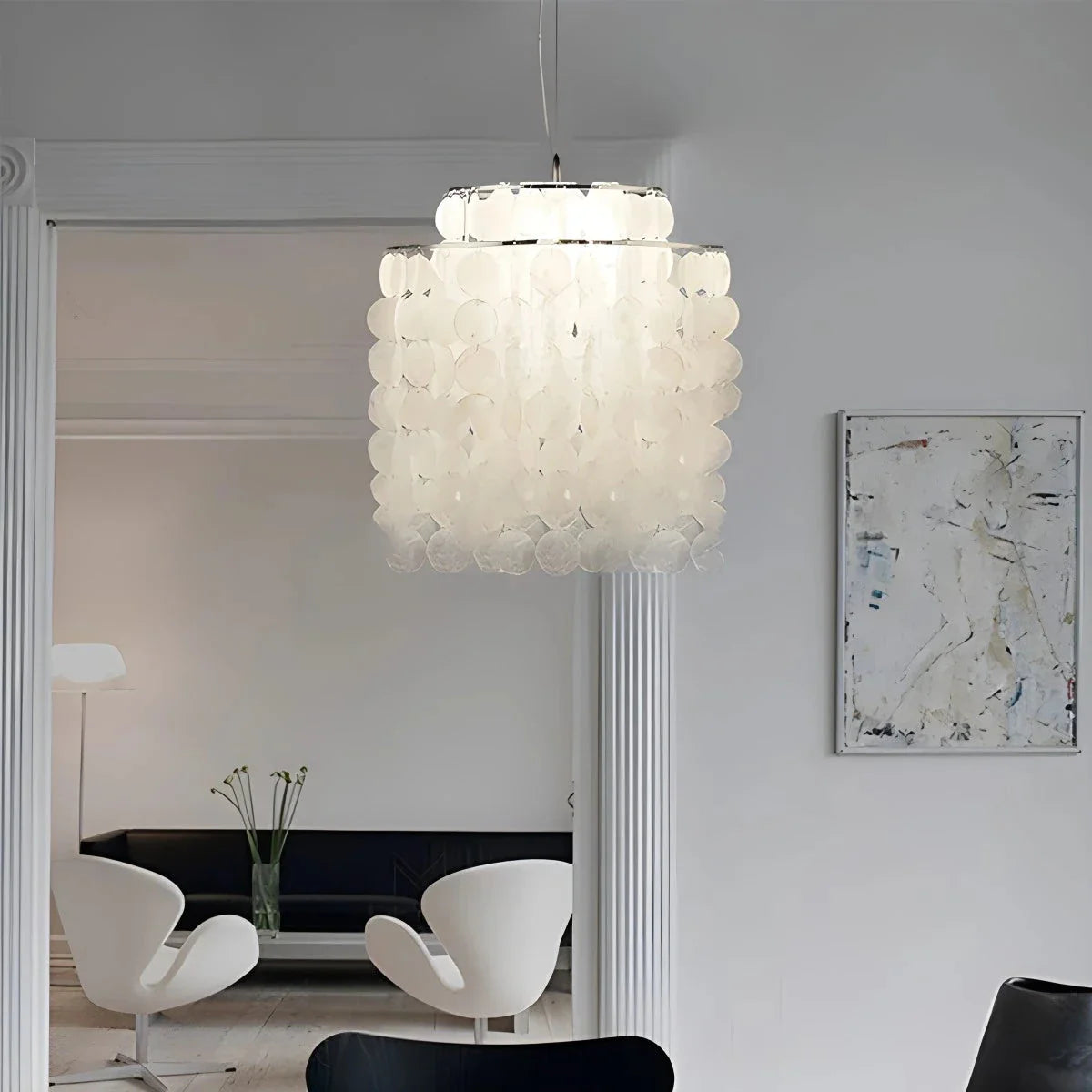 Feyran Round Shell Chandelier for Bedroom Living Room