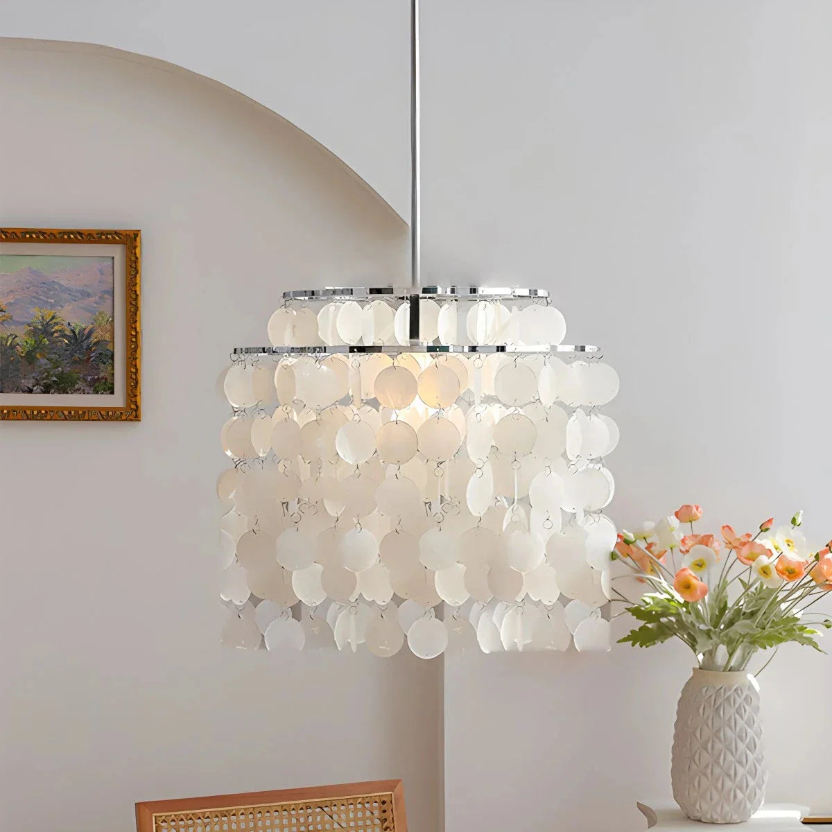Feyran Round Shell Chandelier for Bedroom Living Room
