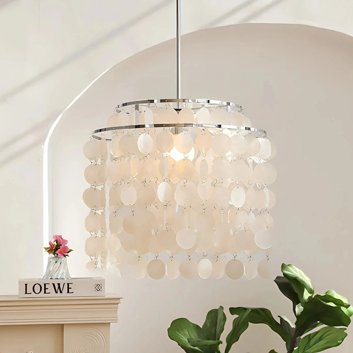 Feyran Round Shell Chandelier for Bedroom Living Room