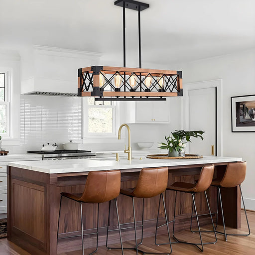 Rustic Beam 5-Light Farmhouse Chandelier - Feyran