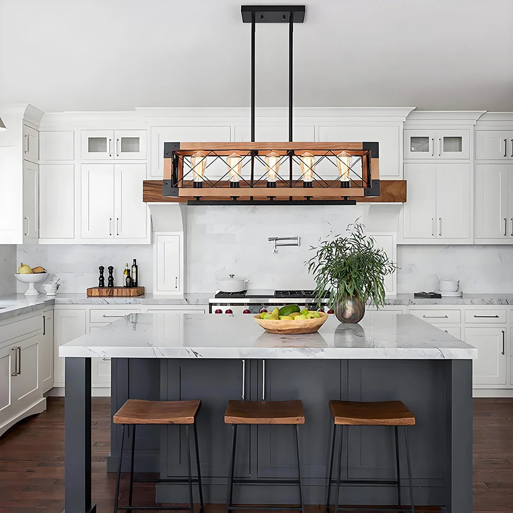 Rustic Beam 5-Light Farmhouse Chandelier - Feyran
