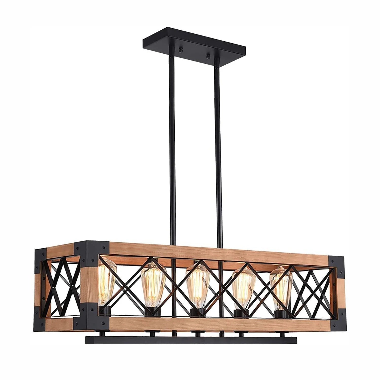 Rustic Beam 5-Light Farmhouse Chandelier - Feyran