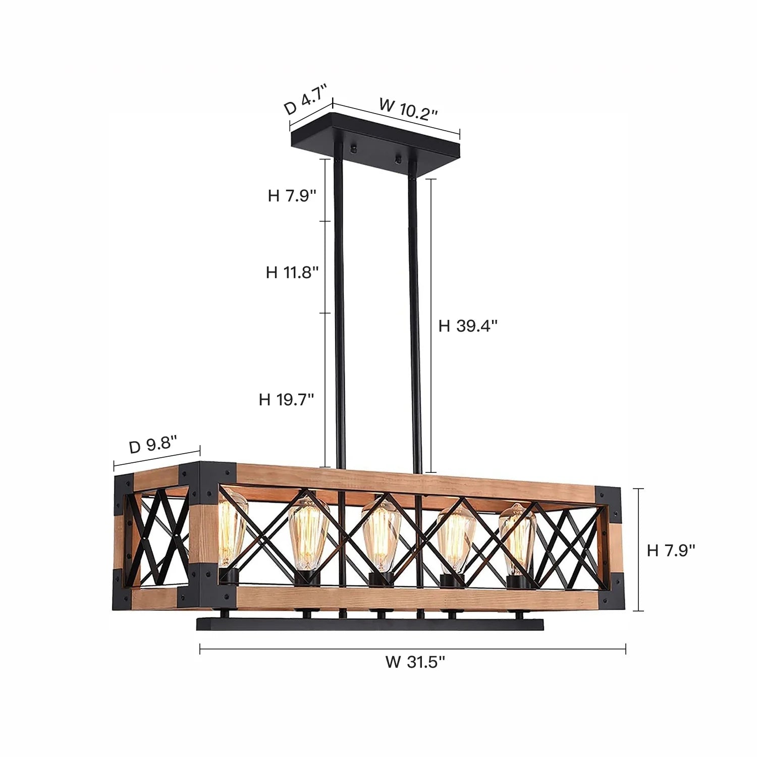 Rustic Beam 5-Light Farmhouse Chandelier - Feyran