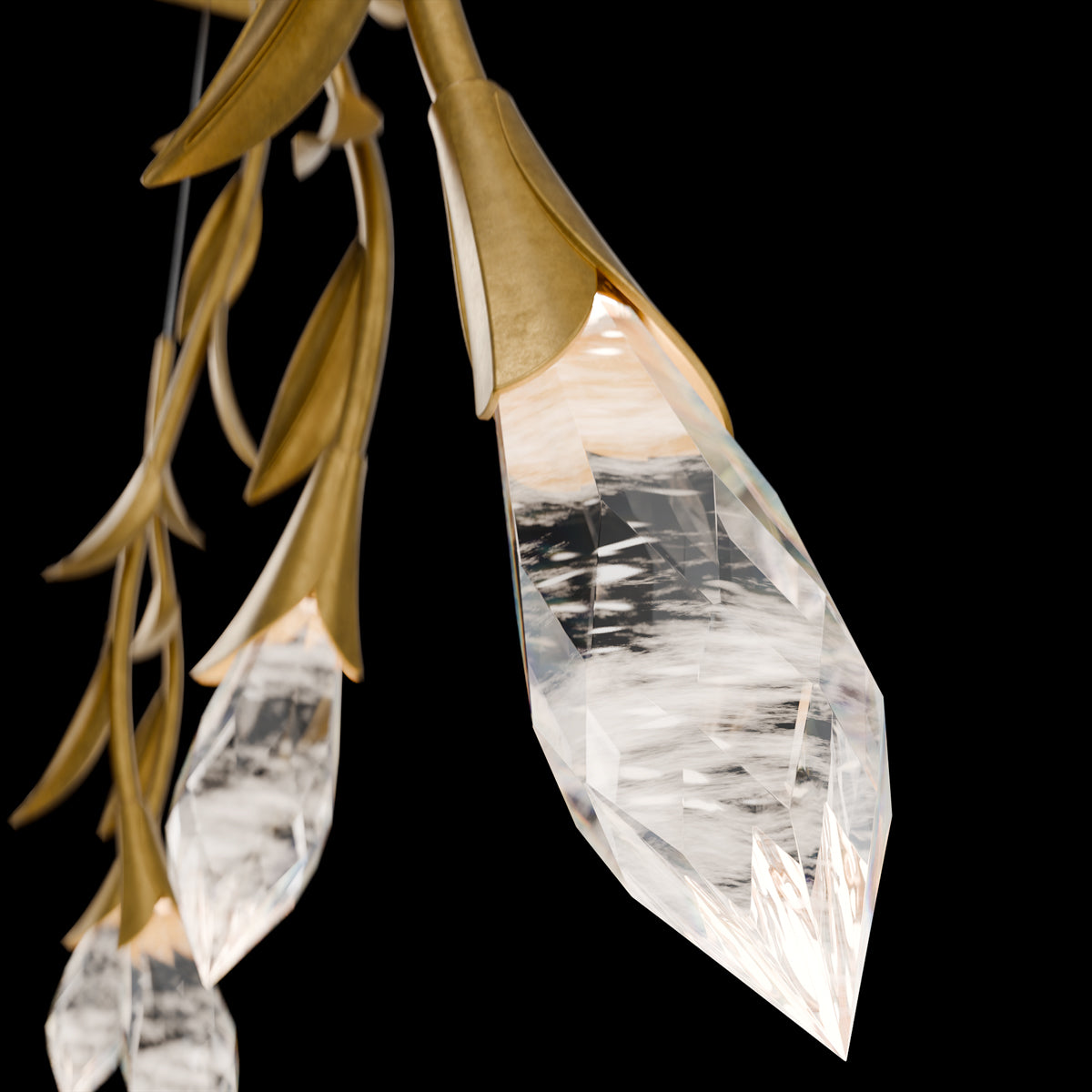 Modern Luxury Floating Branches Floral Crystal Chandelier with Rectangular Canopy for High-ceiling - Feyran