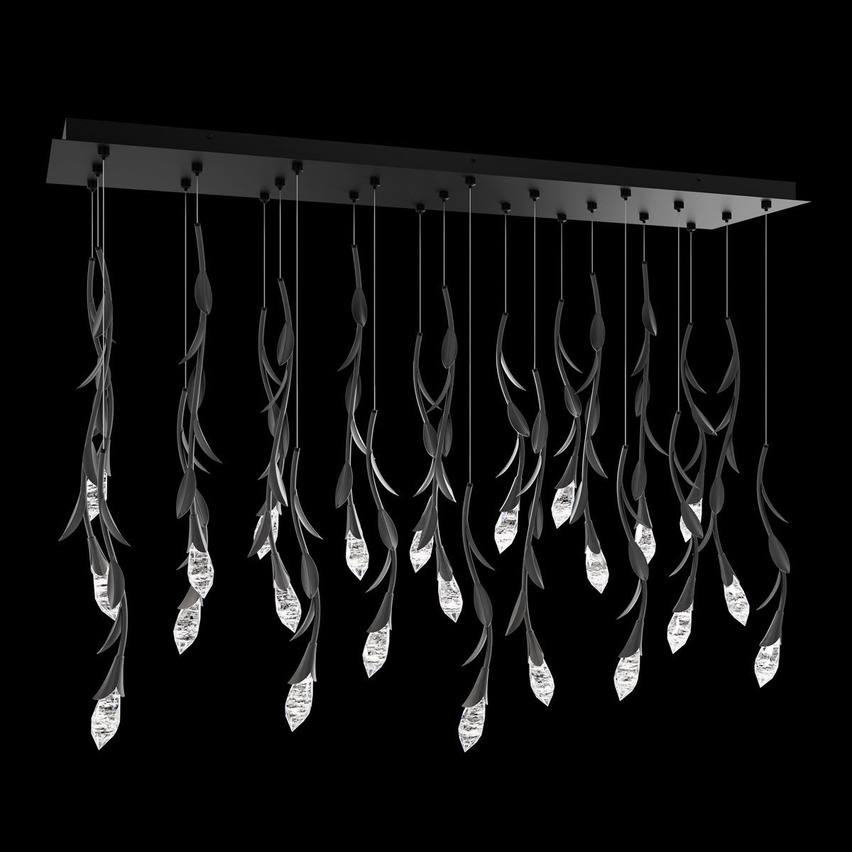 Modern Luxury Floating Branches Floral Crystal Chandelier with Rectangular Canopy for High-ceiling - Feyran