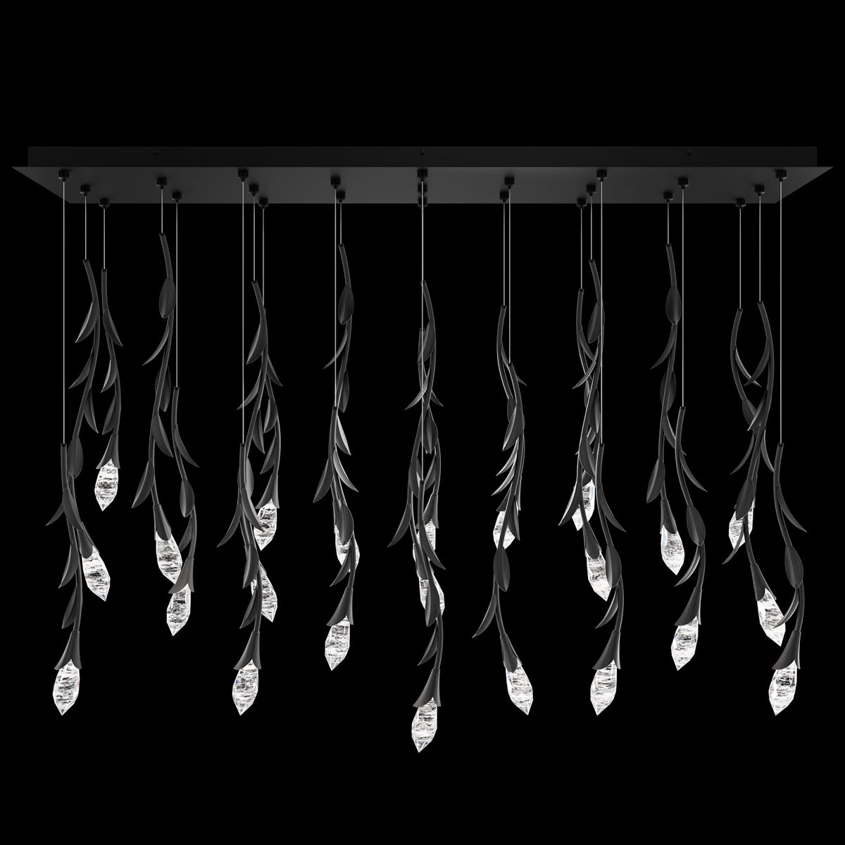 Modern Luxury Floating Branches Floral Crystal Chandelier with Rectangular Canopy for High-ceiling - Feyran