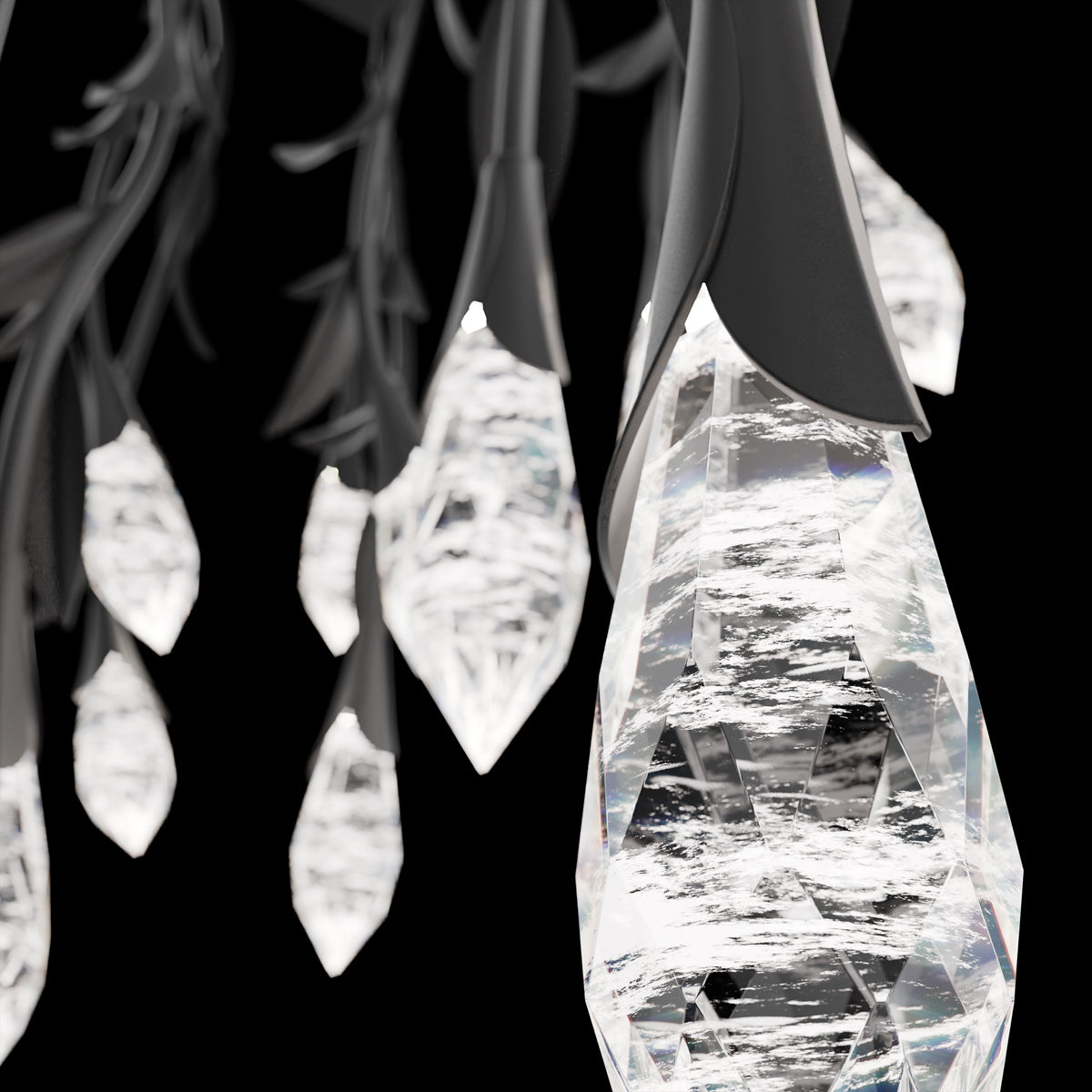 Modern Luxury Floating Branches Floral Crystal Chandelier with Rectangular Canopy for High-ceiling - Feyran