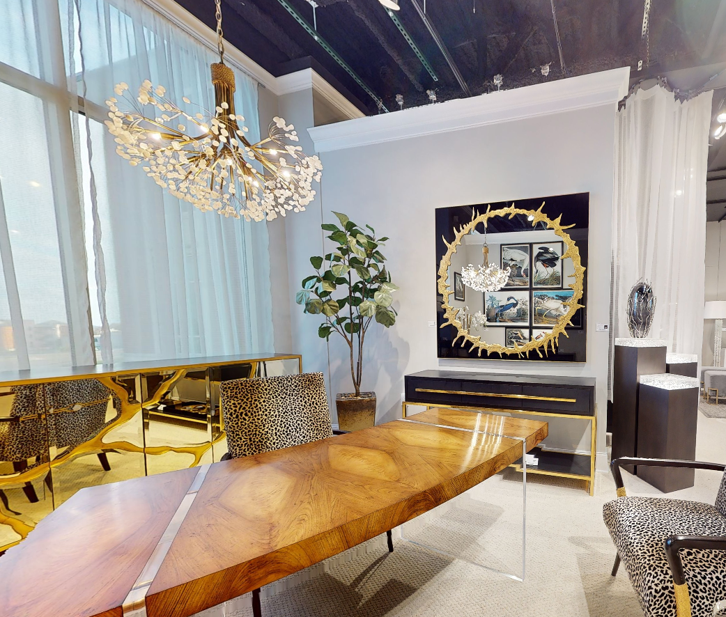 Stone Quartz Nine-Light Chandelier, Gold Leaf Finish with Natural Crystals, G9 Bulbs - Feyran