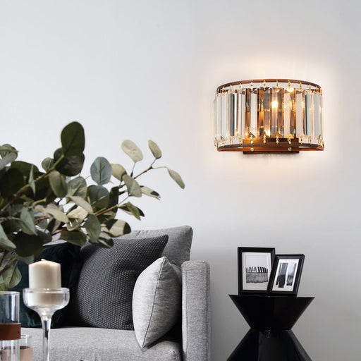 Semicircle Clear Crystal Wall Sconce - Living Room | Feyran