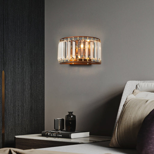 Semicircle Clear Crystal Wall Sconce - Bedroom | Feyran